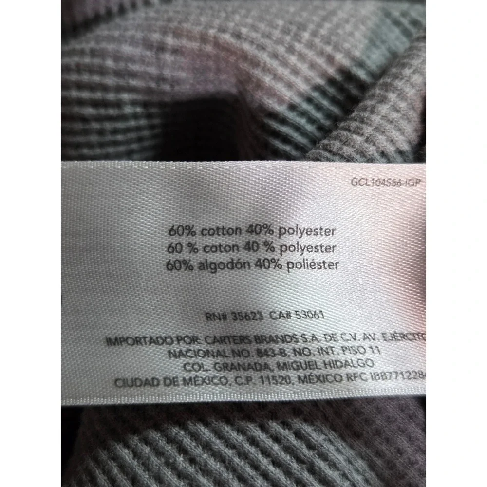 Carters Baby Boys 9M Gray Waffle Knit Thermal Sports Footed Sleeper 2-Way Zip